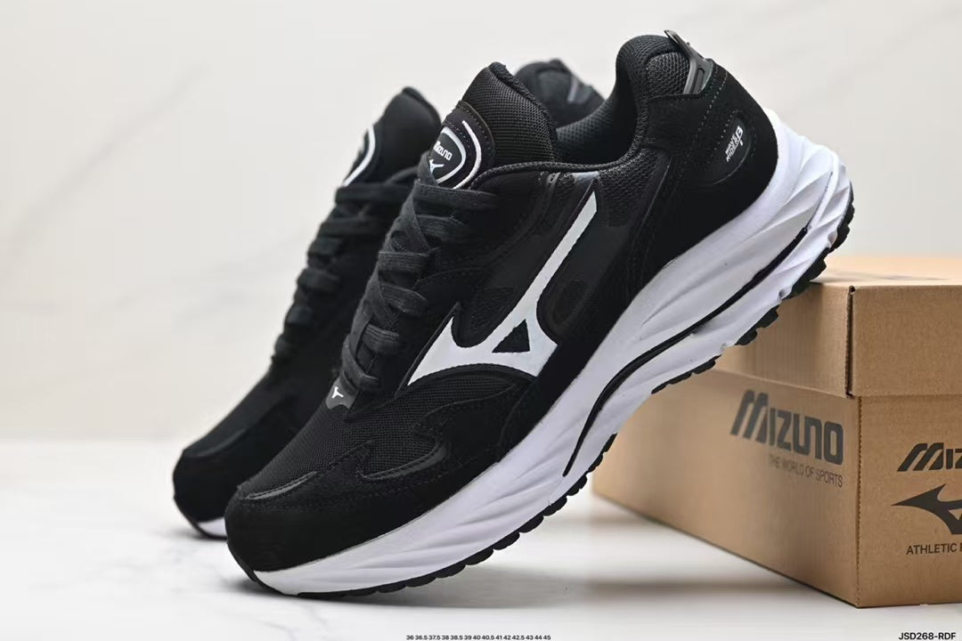 Mizuno Wave Rider β Retro Sneaker | Black White | D1GA330801