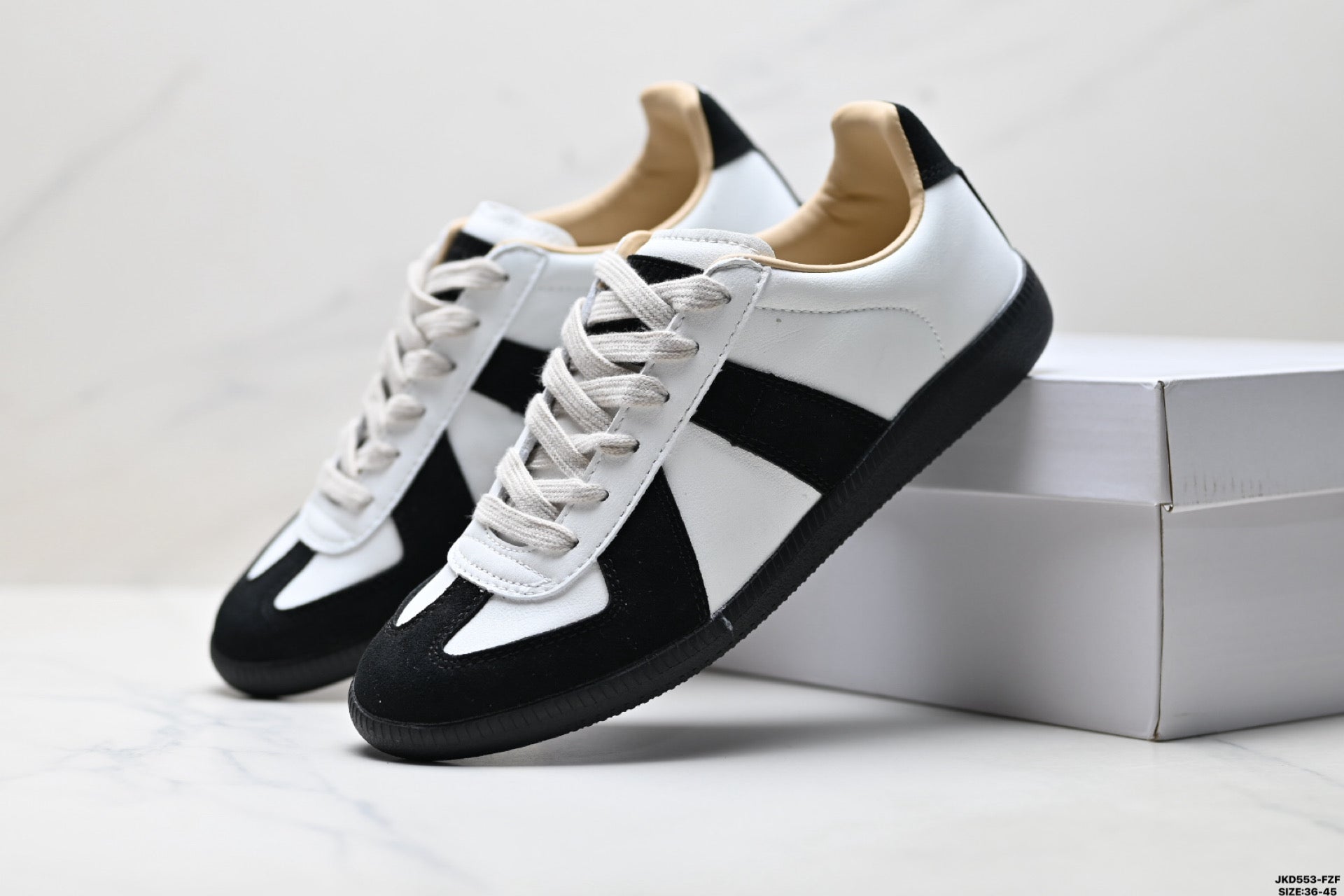 Maison Margiela Replica Wedge Low-Top Sneaker in Calfskin — DX003DGR41-1 (Black & White)