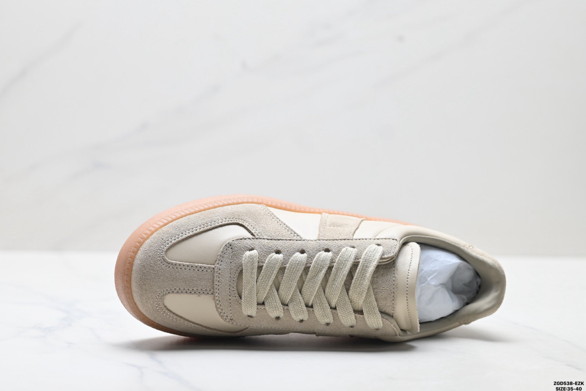 Maison Margiela Replica Wedge Round-Toe Low-Top Sneaker in Calfskin & Suede — S58WS0282P1895HA169